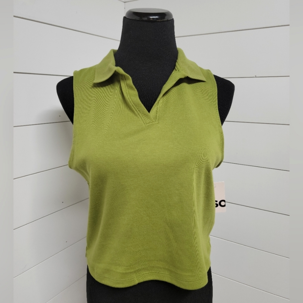 NWT SO Green Collared Top Plus Size